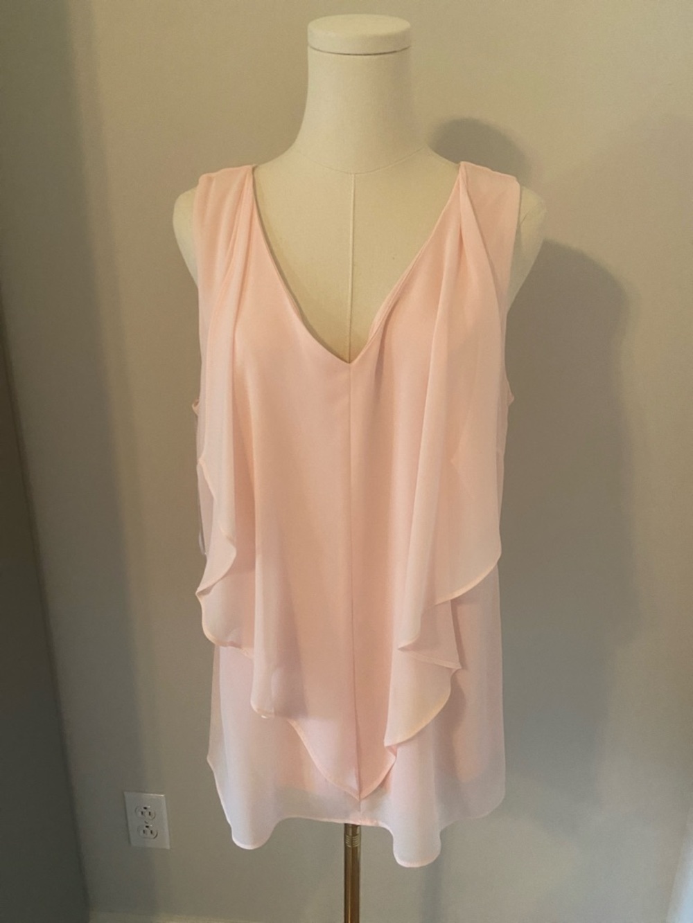 Thalia Sodi Pale Pink V-Neck Ruffle Layered Camisole